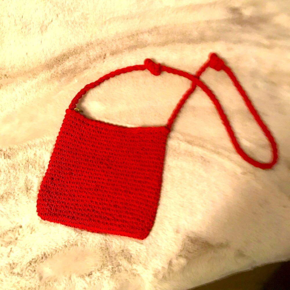 Italian Made Walborg Knit Red Crossbody Purse